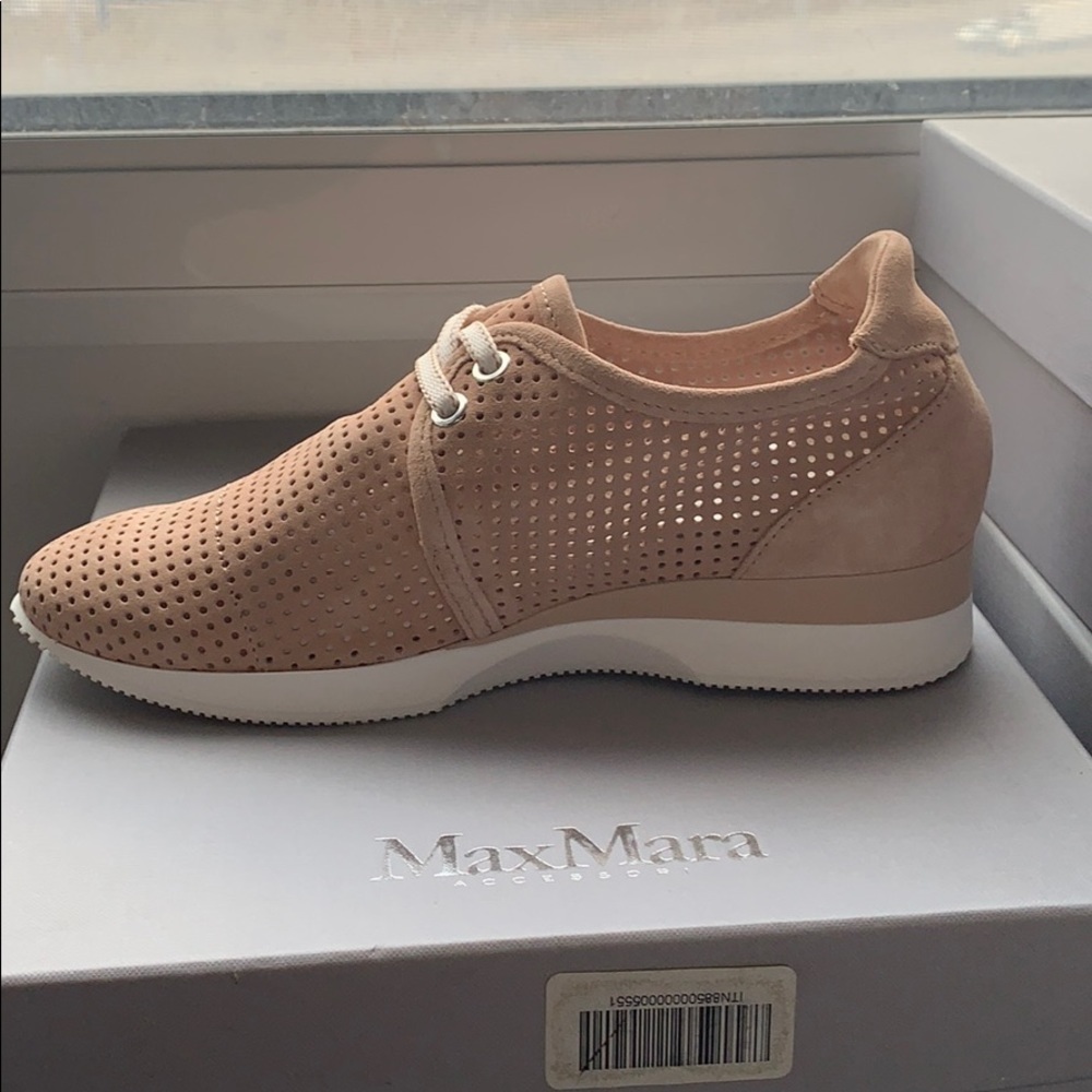 NEW MAXMARA MM41 Nude  Suede Sneakers Shoes - Picture 2 of 11